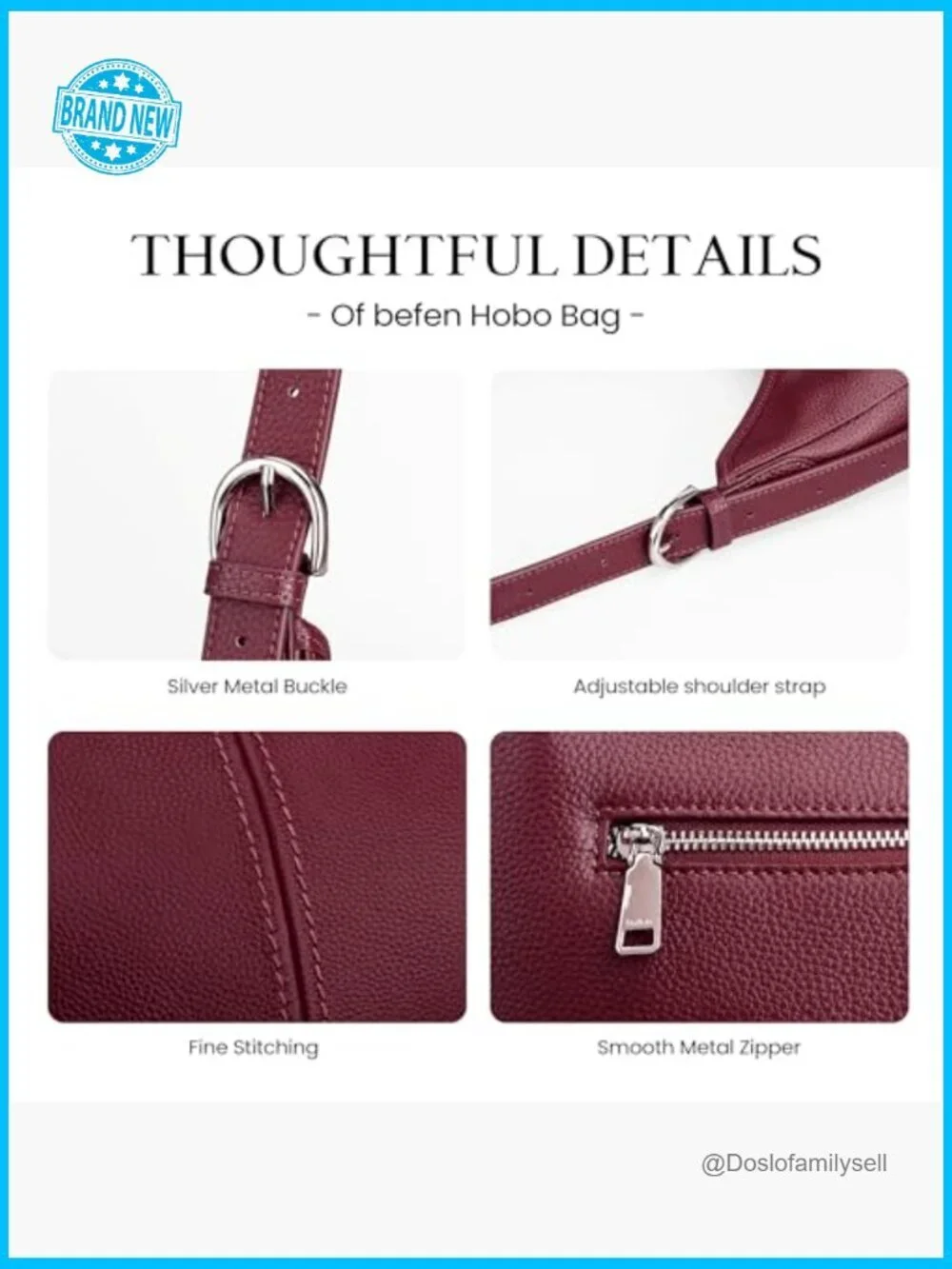 Genuine Leather Hobo Bag Adjustable Strap Shoulder Purse Women Slouchy Crossbody